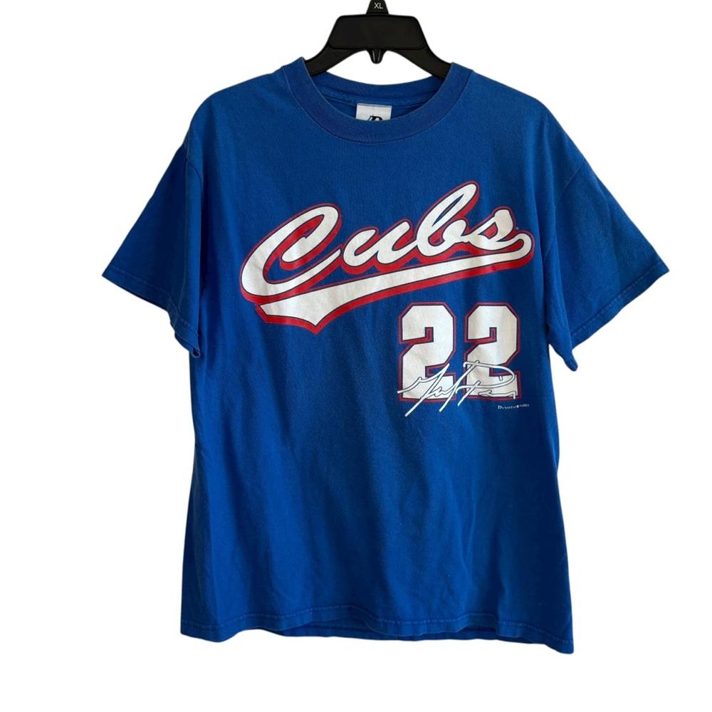 Vintage Y2K 2003 Cubs 22 Prior Size‎ Medium Blue Red Graphic Tee Shirt Sporty
